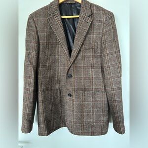 Billy Reid Brown Wool/Cashmere Plaid Sport Coat, Made in Italy 38R